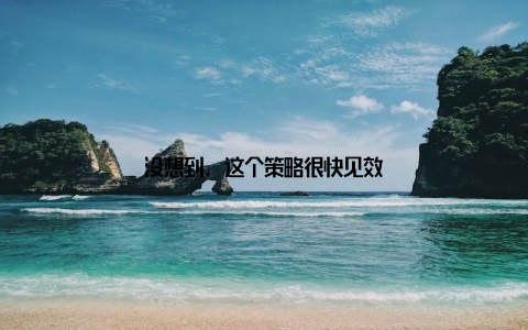 没想到, 这个策略很快见效