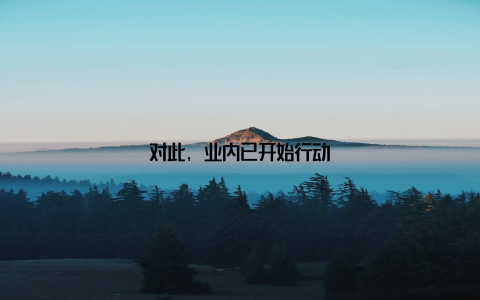 对此, 业内已开始行动