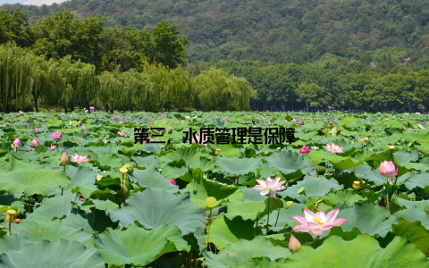 第三, 水质管理是保障