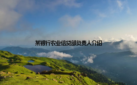 某银行农业信贷部负责人介绍