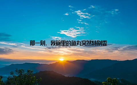 那一刻, 我碗里的鱼丸突然特别香